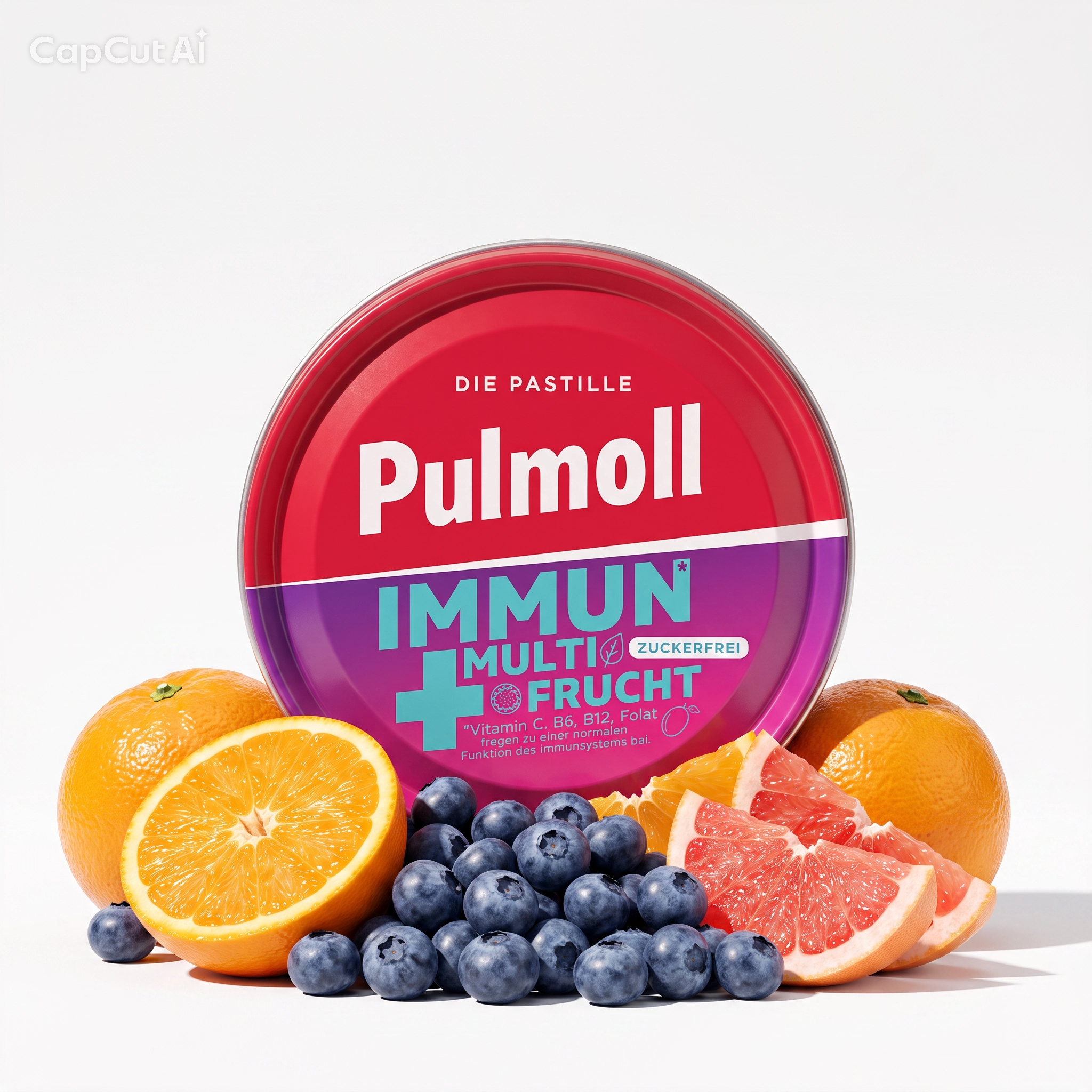 Pulmoll Immun+ Multifrucht zuckerfrei – 10 × 50 g Karton