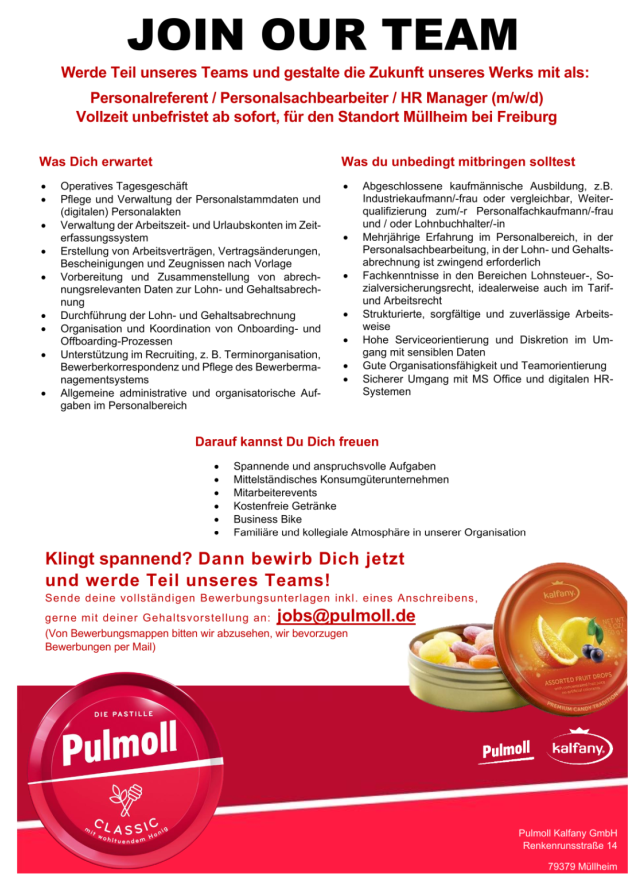 Personalsachbearbeiter:in / Personalreferent:in / HR-Manager:in (m/w/d)